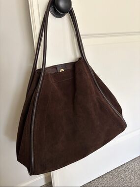 Classic Brown Suede Tote Bag